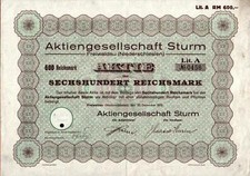 Aktiengesellschaft Sturm Freiwaldau (Niederschlesien) 1932 600 RM