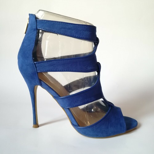 Sandali blu cobalto con tacco, fasce sul davanti e zip dietro Tagl37  PrimaDonna | eBay