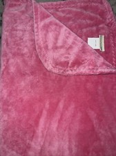 Pottery Barn Kids Plush Baby Blanket Dark Pink Chamois Zig Zag Stitches on Edge