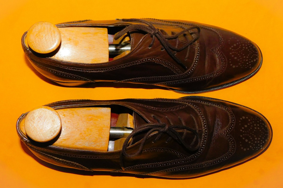 LOEWE BROWN MADE IN SPAIN GENUINE LEATHER WING TIP OXFORD SHOES 