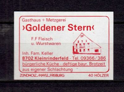 411325/ Zündholzetikett   Gasthaus  Goldener Stern  - 8702 Kleinrinderfeld