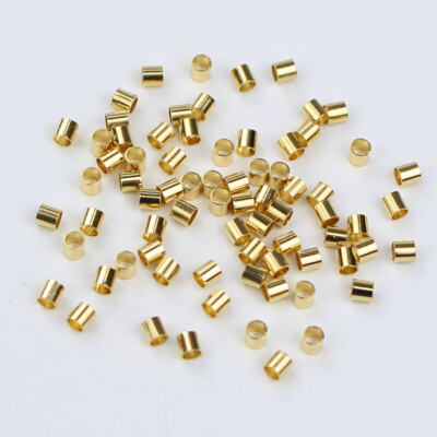 100x 1.5 2.0 2.5mm Golden Stainless Steel Tube Crimp End Beads Jewelry Findings
