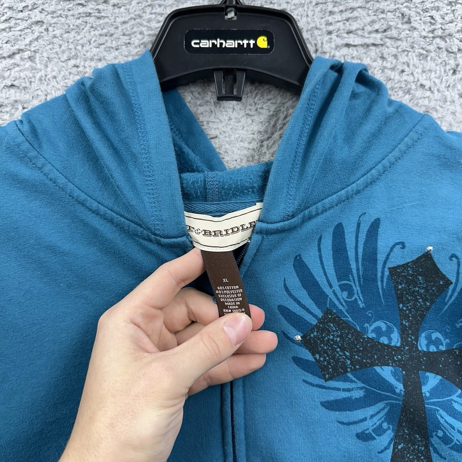 VETEMENTS Felpa con cappuccio Bit Bridle donna 1x nera logo grafica cowgirl rodeo full zip