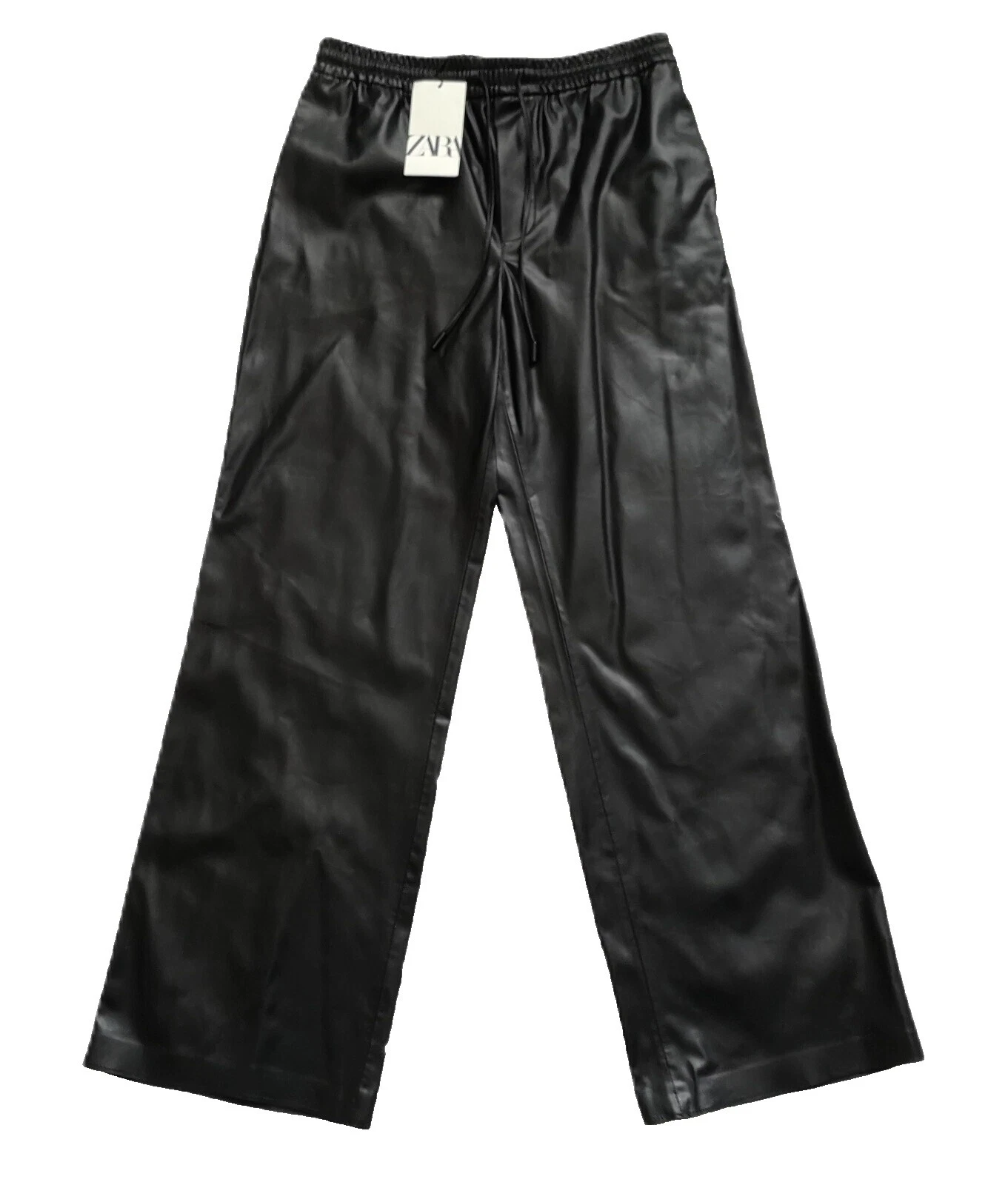 Pantalones negros Zara imitación de cuero para mujeres