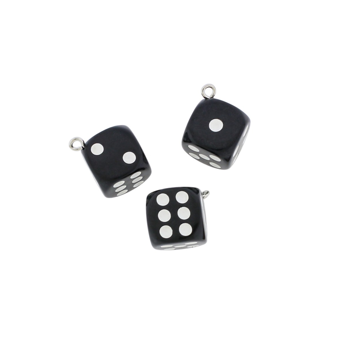 4 Black Dice Resin Charms 3D - K638 | eBay