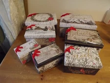 lot of 7 NEW NESTING BOXES stackable "WINTER BLESSINGS" THEME Christmas Old East