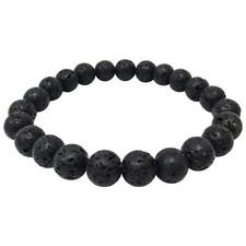 Lava Stone Gemstone 8mm Round Bead Unisex Stretch Bracelet