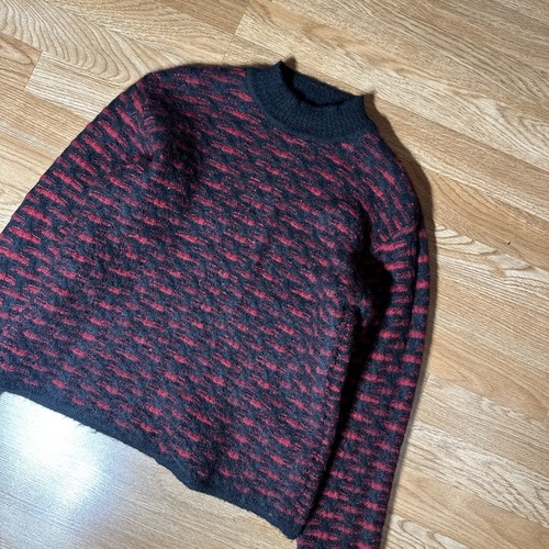 Tumi Sweater Women’s Large Black Red Fair Isle Alpaca Crew Neck Pullover Retro - Picture 3 of 6