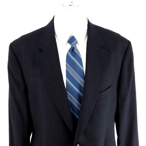 Dolce & Gabbana Virgin Wool 2 Button Blazer 44R Blue W/ Brown Windowpane