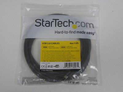 StarTech USB2C5C4M 4m USB-C Cable with Power Delivery (5A) M/M USB 2.0 Certified