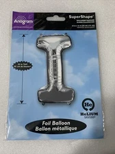 Anagram Balloons (Letter I) Foil Mylar Balloon 18” X 32" Silver New!!!