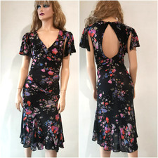 Dolce & Gabbana Vintage 2004 D&G Floral Print Back Jersey Maxi Dress IT38