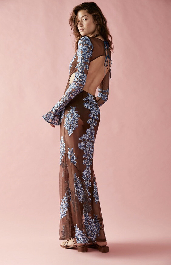 For Love and Lemons Temecula Cut Out Embroidered Lace Maxi Dress XS | eBay