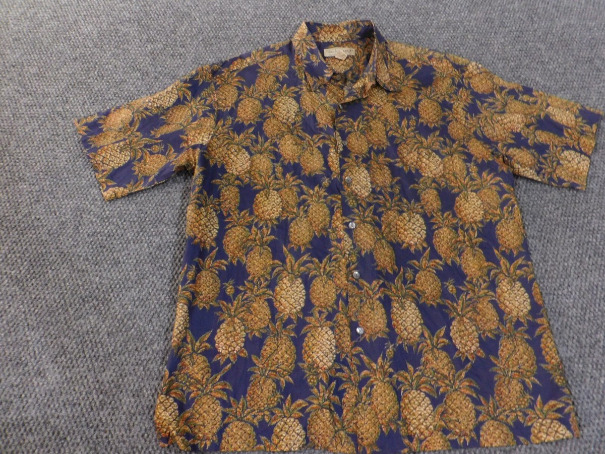 ⭐︎⭐︎ Tori Richard Hawaiian Shirt XL Blue pineapples button up cotton
