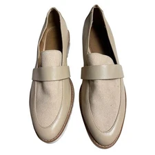 14th & Union Beige & White Leather Slip-On Loafer Size 10M
