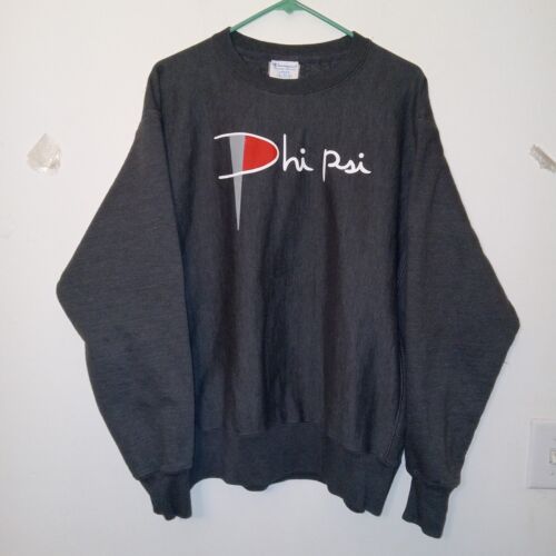Champion Reverse Weave Pullover Sweatshirt Men's Large Gray phi psi Fraternity - 第 1/10 張圖片