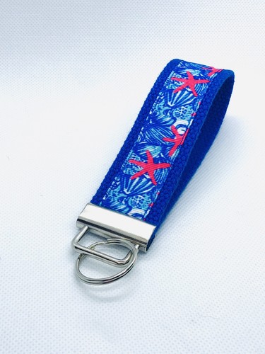 Llavero hecho con cinta de grano grueso/estrellas de mar/azul/pulsera/llavero/cumpleaños - Imagen 3 de 4