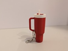 Mini Stanley Style Tumbler Keychain Chapstick Holder Twist Top Matte Dark Red