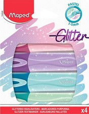 Maped Pastel Glitter Highlighters Assorted Colours 4pk