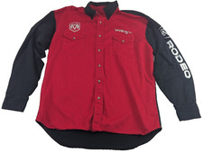Wrangler Dodge Ram Pro Rodeo Shirt Men L Red Western Button Down Reflective