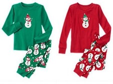 NWT Gymboree SNOWMAN 2015 Christmas/Holiday Green/Red Pajamas/Gymmies Boy/Girl