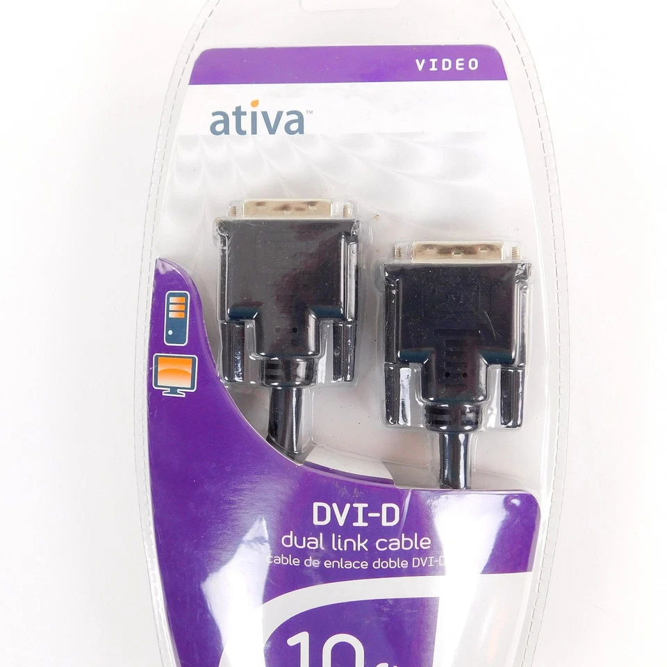 ativa DVI-D Dual Link Cable 10ft Male Male Digital Connection for PC Monitor - Image 2 of 4