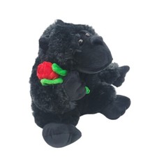 Dan Dee Gorilla Plush Holding Red Rose Sweetheart 9" Black Romantic Gift