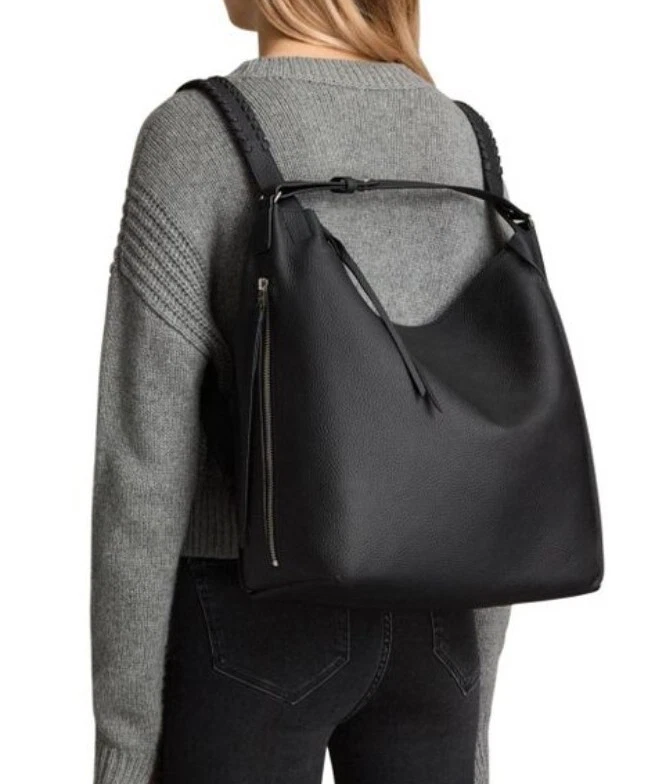 All Saints Spitalfields Ladies Leather KITA Backpack Bag Shoulder,black