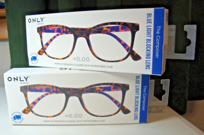 NEW STRIPED  ONLY EYEWEAR BLUE LIGHT BLOCKING AUTHENTIC EYEGLASSES READER +0.00
