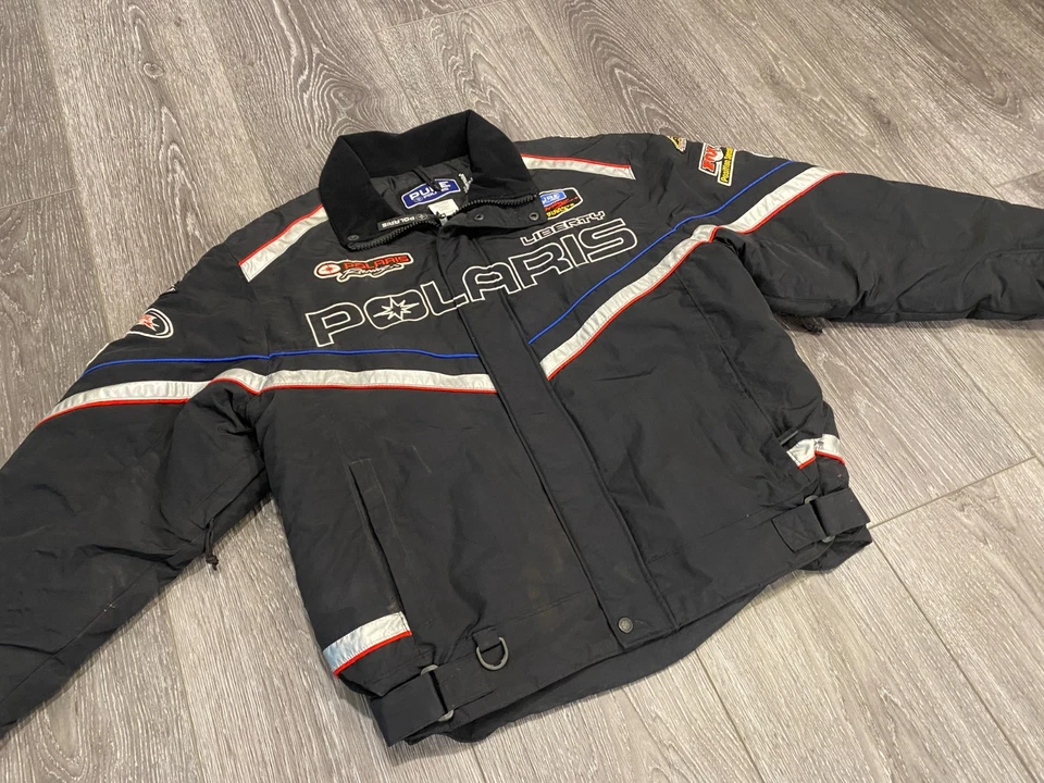 Polaris Racing Snowmobile Jacket Men's M Indy Fox Ace Walker Evans Patches - Image 2 of 4
