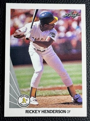  RAZOR SHARP 1990 Leaf Rickey Henderson #160 Oakland Athletics ICON MLB HOF