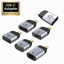 USB C to DP, Mini DP, VGA, RJ45 HDTV Adapter 8K 4K 1080P Video 1000Mbps Ethernet
