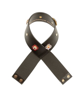 Gürtel schwarz 34 36 Damen Taillengürtel mit Blumenapplikation 70 cm D35