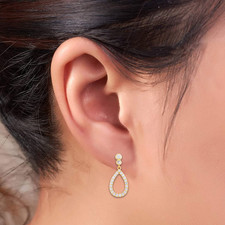 Women's Sterling Silver CZ Teardrop Dangle Earrings Push Back Stud Classy EPR117