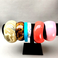 Vintage Modern Bangle Bracelet Lot of 6 Acrylic Metal