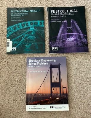 Lot of 3 PPI SE Exam Study Books Structural Engineer PE Practice Test Subasic