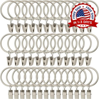 40 aros cortina plata mate clips 15 pulg diametro interior de varilla 12 max