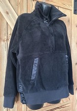 ATHLETA Black Recover Cozy Snap Front/Side Pullover Fleece Sweatshirt Size Small