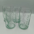 Set Of 4 Vintage Coca Cola Green Tint Can Shaped Glass 12 Ounce Cups