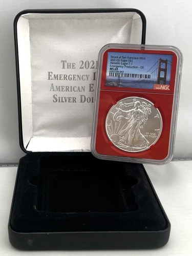 2021-S $1 American Silver Eagle 1 oz NGC MS69 Emergency Production Heraldic T-1