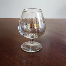 Courvoisier Ribbed Sniffer Stem Glass Cognac de Napoleon France Gold Logo Bar 