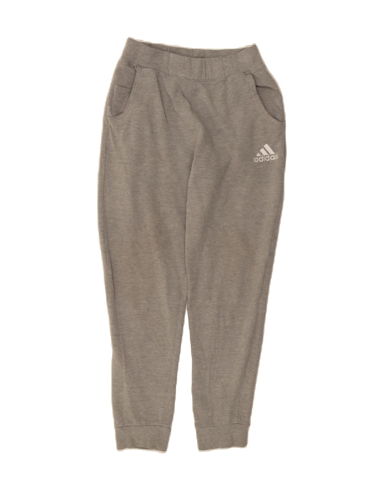 ADIDAS Girls Tracksuit Trousers Joggers 11-12 Years Large Grey Cotton HS04