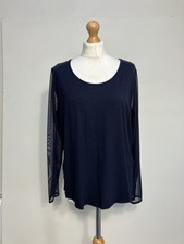 Naya @ Sahara Mesh Sleeved Layering Top 5 Size UK 16 Navy Long Sleeve Classic