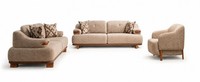 2X 3 Sitzer Sofa Sessel Wohnzimmer Braun Stil Modern Bequem