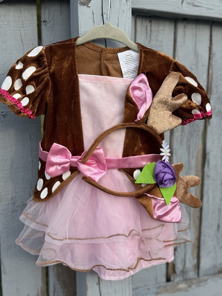 Bebé Ciervo Disfraz Vestido Niña 6-12 Meses Rosa Tutú Falda Diadema Orejas Foto 2 de 4