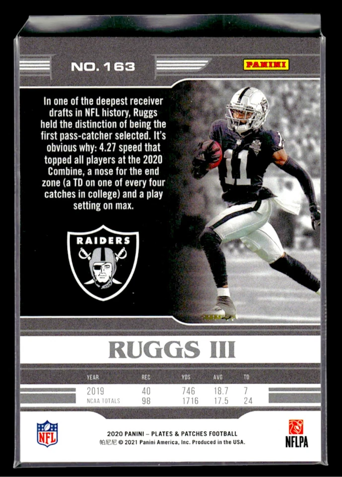 Henry Ruggs III 2020 Panini Plates & Patches #163 #/99 Rookie - Image 2 of 2