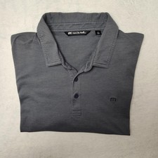 Travis Mathew Polo Shirt Mens 2XL Gray Stripe Pima Cotton Golf Performance