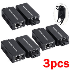 3Pair Fiber Media Converter Gigabit for100/1000Mbps 20Km SC to RJ45 With Sockets