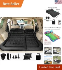 Foldable Car Air Mattress for Camping - Supports 500lbs with 2 Pillows Included