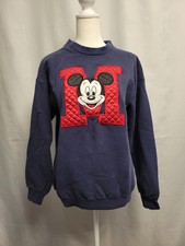 Vintage Mickey M Applique Crewneck Sweatshirt Womens Medium Made in USA Read 